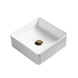 UMYWALKA NABLATOWA CERAMICZNA KWADRATOWA RYFLOWANA AURA-WH-375 BIAŁA AURA-WH-375