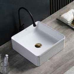 UMYWALKA NABLATOWA CERAMICZNA KWADRATOWA RYFLOWANA AURA-WH-375 BIAŁA AURA-WH-375