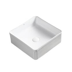 UMYWALKA NABLATOWA CERAMICZNA KWADRATOWA RYFLOWANA AURA-WH-375 BIAŁA AURA-WH-375