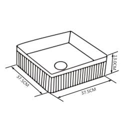 UMYWALKA NABLATOWA CERAMICZNA KWADRATOWA RYFLOWANA AURA-WH-375 BIAŁA AURA-WH-375