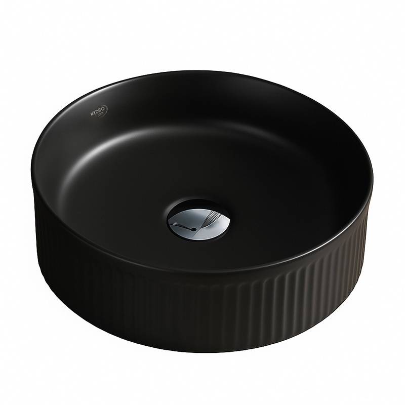 UMYWALKA NABLATOWA CERAMICZNA OKRĄGŁA LAVA-MTB-RF-370 CZARNY MAT RYFLOWANA LAVA-MTB-RF-370