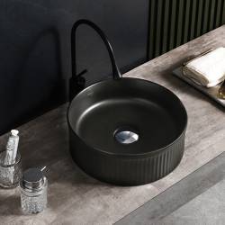 UMYWALKA NABLATOWA CERAMICZNA OKRĄGŁA LAVA-MTB-RF-370 CZARNY MAT RYFLOWANA LAVA-MTB-RF-370