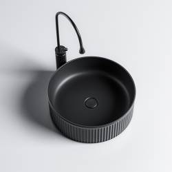 UMYWALKA NABLATOWA CERAMICZNA OKRĄGŁA LAVA-MTB-RF-370 CZARNY MAT RYFLOWANA LAVA-MTB-RF-370