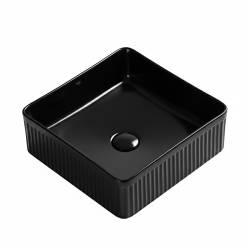 UMYWALKA NABLATOWA CERAMICZNA KWADRATOWA RYFLOWANA AURA-BL-375 CZARNA AURA-BL-375