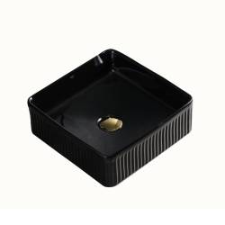 UMYWALKA NABLATOWA CERAMICZNA KWADRATOWA RYFLOWANA AURA-BL-375 CZARNA AURA-BL-375