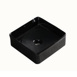 UMYWALKA NABLATOWA CERAMICZNA KWADRATOWA RYFLOWANA AURA-BL-375 CZARNA AURA-BL-375