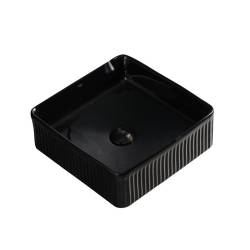 UMYWALKA NABLATOWA CERAMICZNA KWADRATOWA RYFLOWANA AURA-BL-375 CZARNA AURA-BL-375