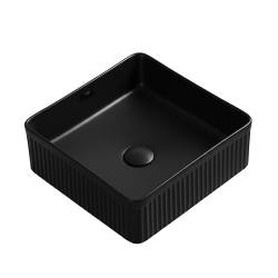 UMYWALKA NABLATOWA CERAMICZNA KWADRATOWA RYFLOWANA AURA-MTB-375 CZARNY MAT AURA-MTB-375