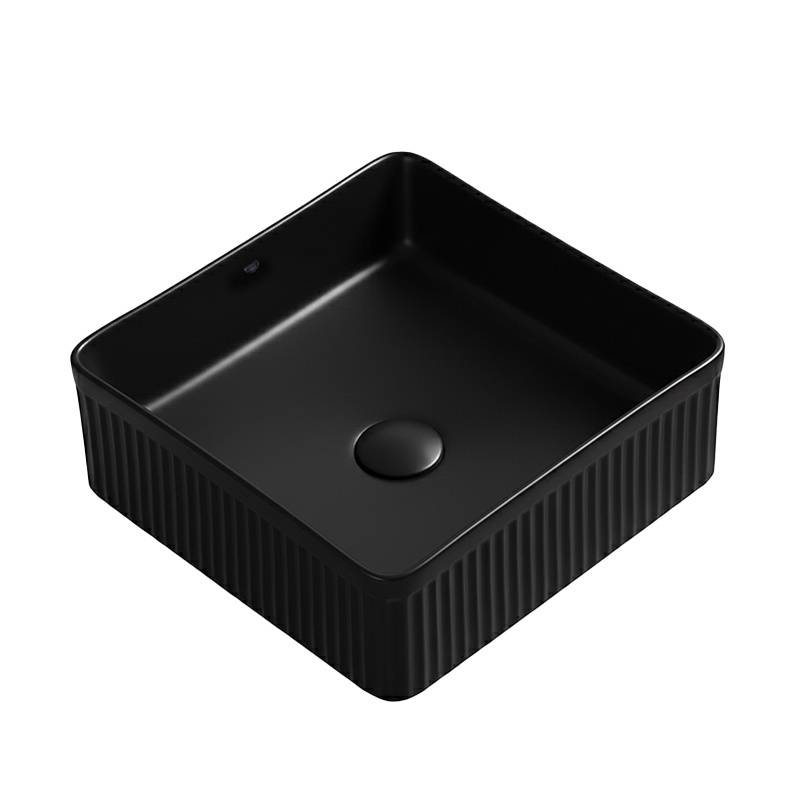 UMYWALKA NABLATOWA CERAMICZNA KWADRATOWA RYFLOWANA AURA-MTB-375 CZARNY MAT AURA-MTB-375