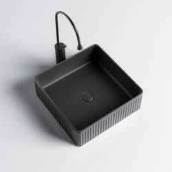 UMYWALKA NABLATOWA CERAMICZNA KWADRATOWA RYFLOWANA AURA-MTB-375 CZARNY MAT AURA-MTB-375