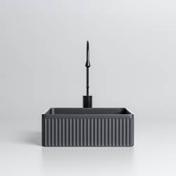 UMYWALKA NABLATOWA CERAMICZNA KWADRATOWA RYFLOWANA AURA-MTB-375 CZARNY MAT AURA-MTB-375