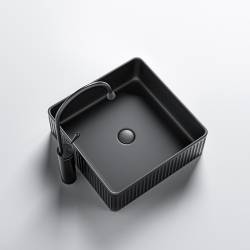 UMYWALKA NABLATOWA CERAMICZNA KWADRATOWA RYFLOWANA AURA-MTB-375 CZARNY MAT AURA-MTB-375