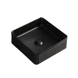UMYWALKA NABLATOWA CERAMICZNA KWADRATOWA RYFLOWANA AURA-MTB-375 CZARNY MAT AURA-MTB-375