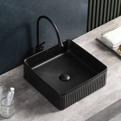 UMYWALKA NABLATOWA CERAMICZNA KWADRATOWA RYFLOWANA AURA-MTB-375 CZARNY MAT AURA-MTB-375