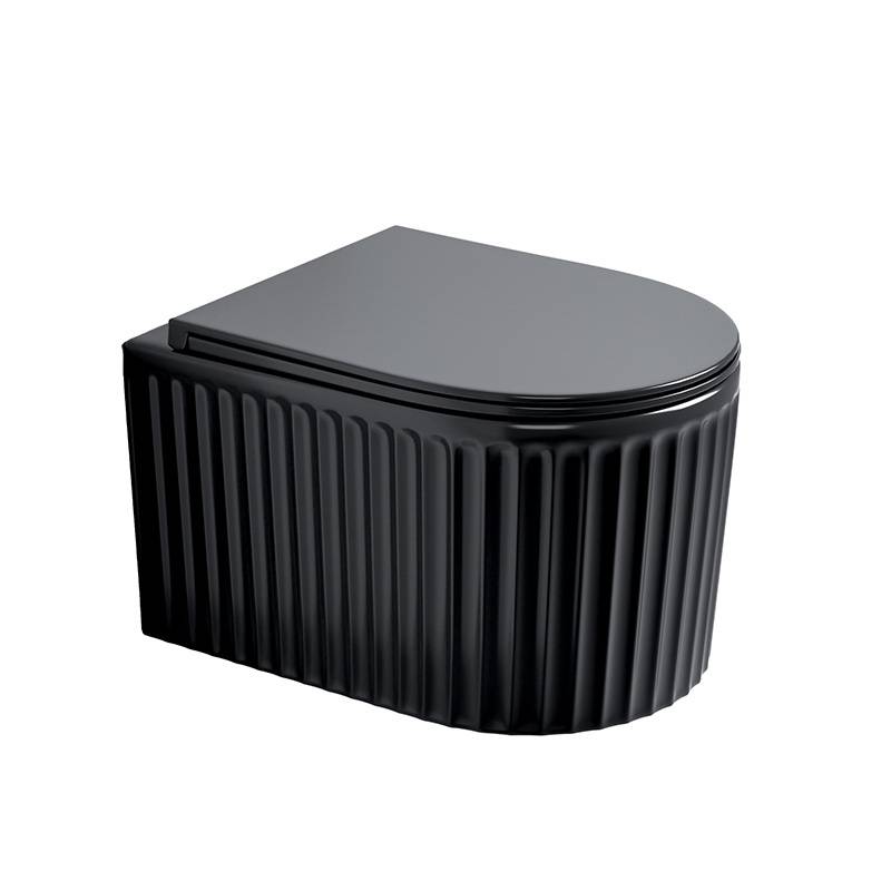 MISKA WC WISZĄCA RIMLESS LUMA-BL-RIM-03 CZARNA RYFLOWANA DESKA WOLNOOPADAJĄCA DUROPLAST LUMA-BL-RIM-03