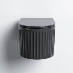 MISKA WC WISZĄCA RIMLESS LUMA-BL-RIM-03 CZARNA RYFLOWANA DESKA WOLNOOPADAJĄCA DUROPLAST LUMA-BL-RIM-03