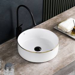 UMYWALKA NABLATOWA CERAMICZNA OKRĄGŁA LAVA-WH-GL-360 BIAŁA LAVA-WH-GL-360