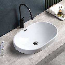UMYWALKA NABLATOWA CERAMICZNA OWALNA NEL-WH-590 BIAŁA NEL-WH-590