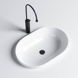 UMYWALKA NABLATOWA CERAMICZNA OWALNA NEL-WH-590 BIAŁA NEL-WH-590