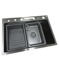 ZLEWOZMYWAK JENOKOMOROWY WIELOFUNKCYJNY ARGOS 68X46 CZARNY ZLEW KUCHENNY STALOWY