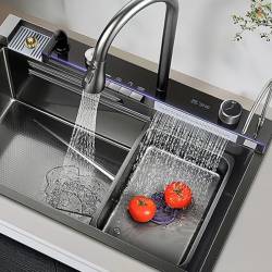 ZLEWOZMYWAK JEDNOKOMOROWY WIELOFUNKCYJNY ARGOS 75X46 CZARNY ZLEW KUCHENNY STALOWY