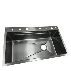 ZLEWOZMYWAK JEDNOKOMOROWY WIELOFUNKCYJNY ARGOS 75X46 CZARNY ZLEW KUCHENNY STALOWY
