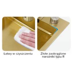 ZLEW KUCHENNY JEDNOKOMOROWY Z WODOSPADEM WIELOFUNKCYJNY ZŁOTY 68X46 COSTA-GL-68X46