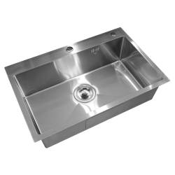 ZLEW KUCHENNY ZLEWOZMYWAK JENOKOMOROWY STALOWY INOX ALOR-CH-68X45 DOZOWNIK SYFON UCHWYTY