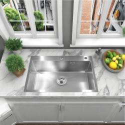 ZLEW KUCHENNY ZLEWOZMYWAK JENOKOMOROWY STALOWY INOX ALOR-CH-68X45 DOZOWNIK SYFON UCHWYTY