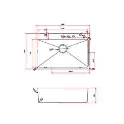 ZLEW KUCHENNY ZLEWOZMYWAK JENOKOMOROWY STALOWY INOX ALOR-CH-68X45 DOZOWNIK SYFON UCHWYTY
