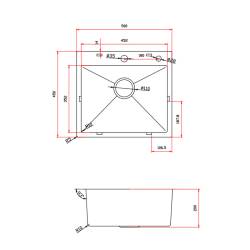 ZLEW KUCHENNY ZLEWOZMYWAK JENOKOMOROWY STALOWY INOX ALOR-CH-50X45 DOZOWNIK SYFON UCHWYTY