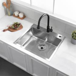ZLEW KUCHENNY ZLEWOZMYWAK JENOKOMOROWY STALOWY INOX ALOR-CH-59X49 DOZOWNIK SYFON UCHWYTY