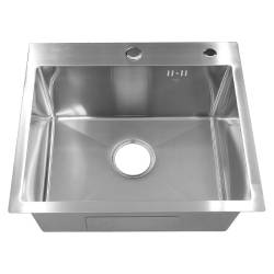 ZLEW KUCHENNY ZLEWOZMYWAK JENOKOMOROWY STALOWY INOX ALOR-CH-59X49 DOZOWNIK SYFON UCHWYTY