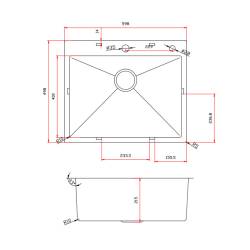 ZLEW KUCHENNY ZLEWOZMYWAK JENOKOMOROWY STALOWY INOX ALOR-CH-59X49 DOZOWNIK SYFON UCHWYTY