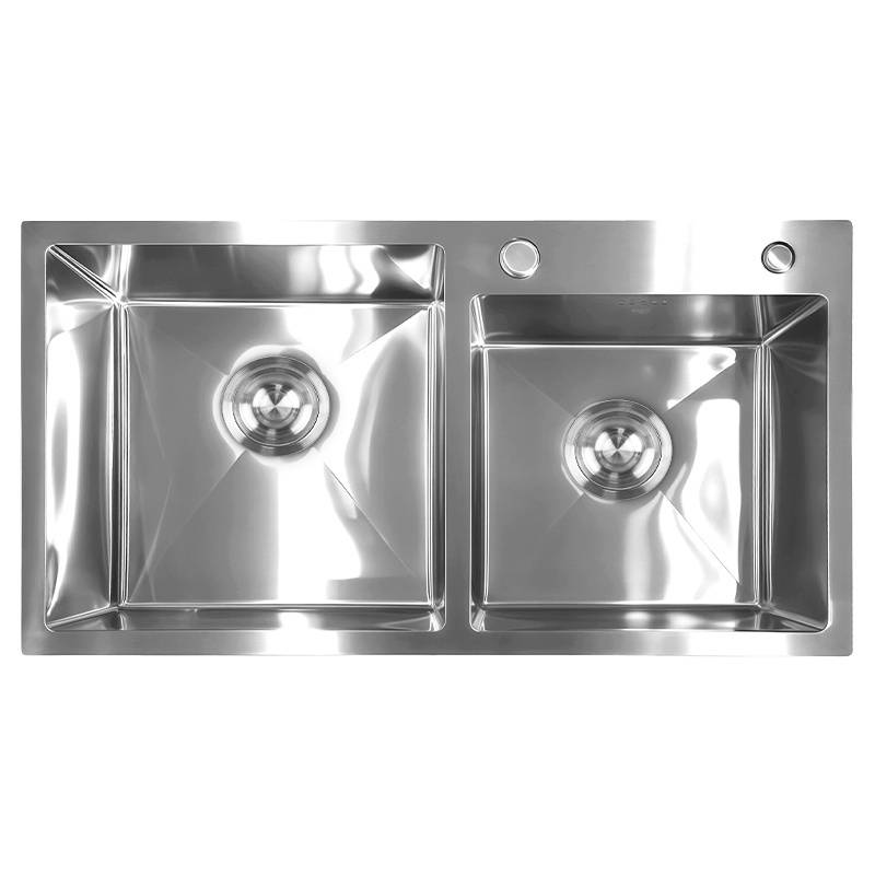 ZLEW KUCHENNY ZLEWOZMYWAK DWUKOMOROWY STALOWY INOX VISTA-CH-75X45 DOZOWNIK SYFON UCHWYTY