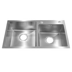 ZLEW KUCHENNY ZLEWOZMYWAK DWUKOMOROWY STALOWY INOX VISTA-CH-75X45 DOZOWNIK SYFON UCHWYTY