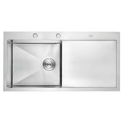ZLEW KUCHENNY ZLEWOZMYWAK JENOKOMOROWY Z OCIEKACZEM STALOWY INOX MILOS-CH-78X48 DOZOWNIK SYFON UCHWYTY