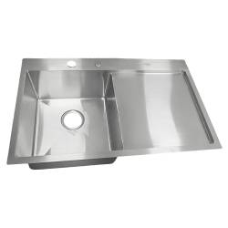 ZLEW KUCHENNY ZLEWOZMYWAK JENOKOMOROWY Z OCIEKACZEM STALOWY INOX MILOS-CH-78X48 DOZOWNIK SYFON UCHWYTY