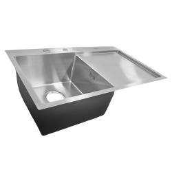 ZLEW KUCHENNY ZLEWOZMYWAK JENOKOMOROWY Z OCIEKACZEM STALOWY INOX MILOS-CH-78X48 DOZOWNIK SYFON UCHWYTY