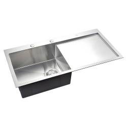 ZLEW KUCHENNY ZLEWOZMYWAK JENOKOMOROWY Z OCIEKACZEM STALOWY INOX MILOS-CH-78X48 DOZOWNIK SYFON UCHWYTY