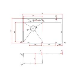 ZLEW KUCHENNY ZLEWOZMYWAK JENOKOMOROWY Z OCIEKACZEM STALOWY INOX MILOS-CH-78X48 DOZOWNIK SYFON UCHWYTY