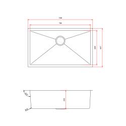 ZLEW KUCHENNY ZLEWOZMYWAK JENOKOMOROWY STALOWY INOX RODOS-CH-74X47 SYFON UCHWYTY