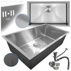 ZLEW KUCHENNY ZLEWOZMYWAK JENOKOMOROWY STALOWY INOX RODOS-CH-74X47 SYFON UCHWYTY