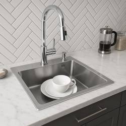 ZLEW KUCHENNY ZLEWOZMYWAK JENOKOMOROWY STALOWY INOX ALOR-CH-50X50 DOZOWNIK SYFON UCHWYTY