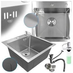 ZLEW KUCHENNY ZLEWOZMYWAK JENOKOMOROWY STALOWY INOX ALOR-CH-50X50 DOZOWNIK SYFON UCHWYTY