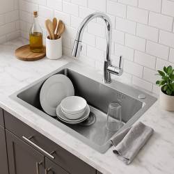 ZLEW KUCHENNY ZLEWOZMYWAK JENOKOMOROWY STALOWY INOX ALOR-CH-50X40 DOZOWNIK SYFON UCHWYTY