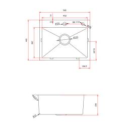 ZLEW KUCHENNY ZLEWOZMYWAK JENOKOMOROWY STALOWY INOX ALOR-CH-50X40 DOZOWNIK SYFON UCHWYTY