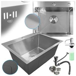 ZLEW KUCHENNY ZLEWOZMYWAK JENOKOMOROWY STALOWY INOX ALOR-CH-50X40 DOZOWNIK SYFON UCHWYTY