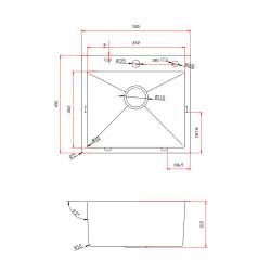 ZLEW KUCHENNY ZLEWOZMYWAK JENOKOMOROWY STALOWY INOX TONGA-CH-50X45 DOZOWNIK SYFON UCHWYTY 