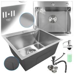 ZLEW KUCHENNY ZLEWOZMYWAK JENOKOMOROWY STALOWY INOX TONGA-CH-50X45 DOZOWNIK SYFON UCHWYTY 